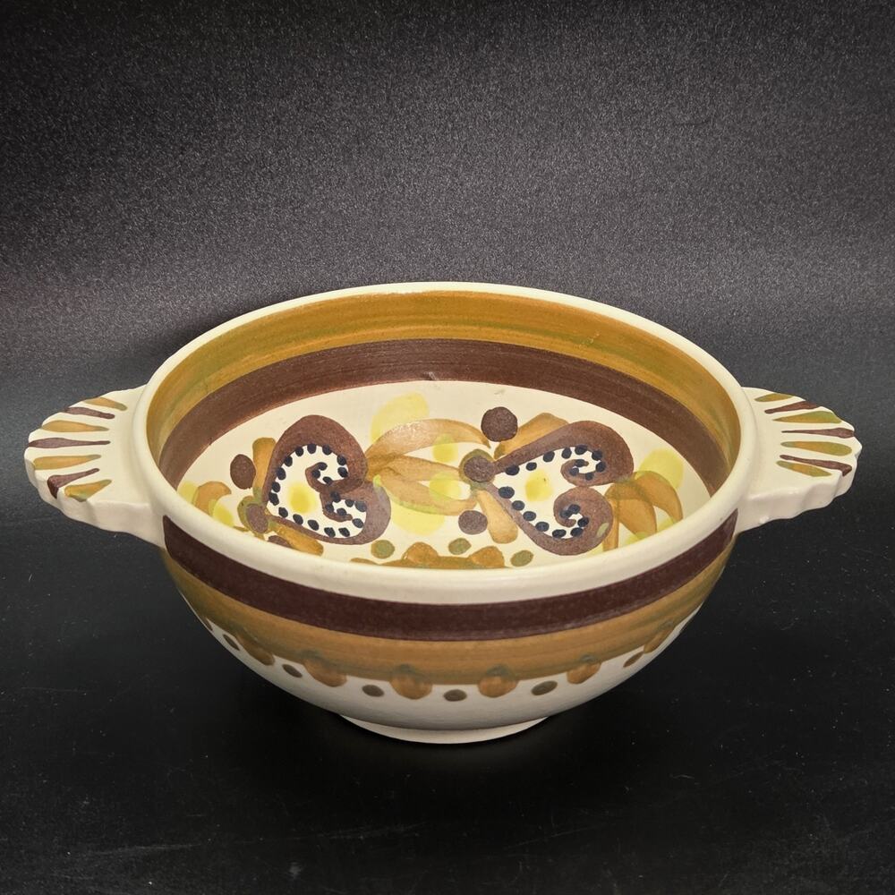 Quimper Pottery Bowl Vintage Collectible Brown Heart Handpainted France